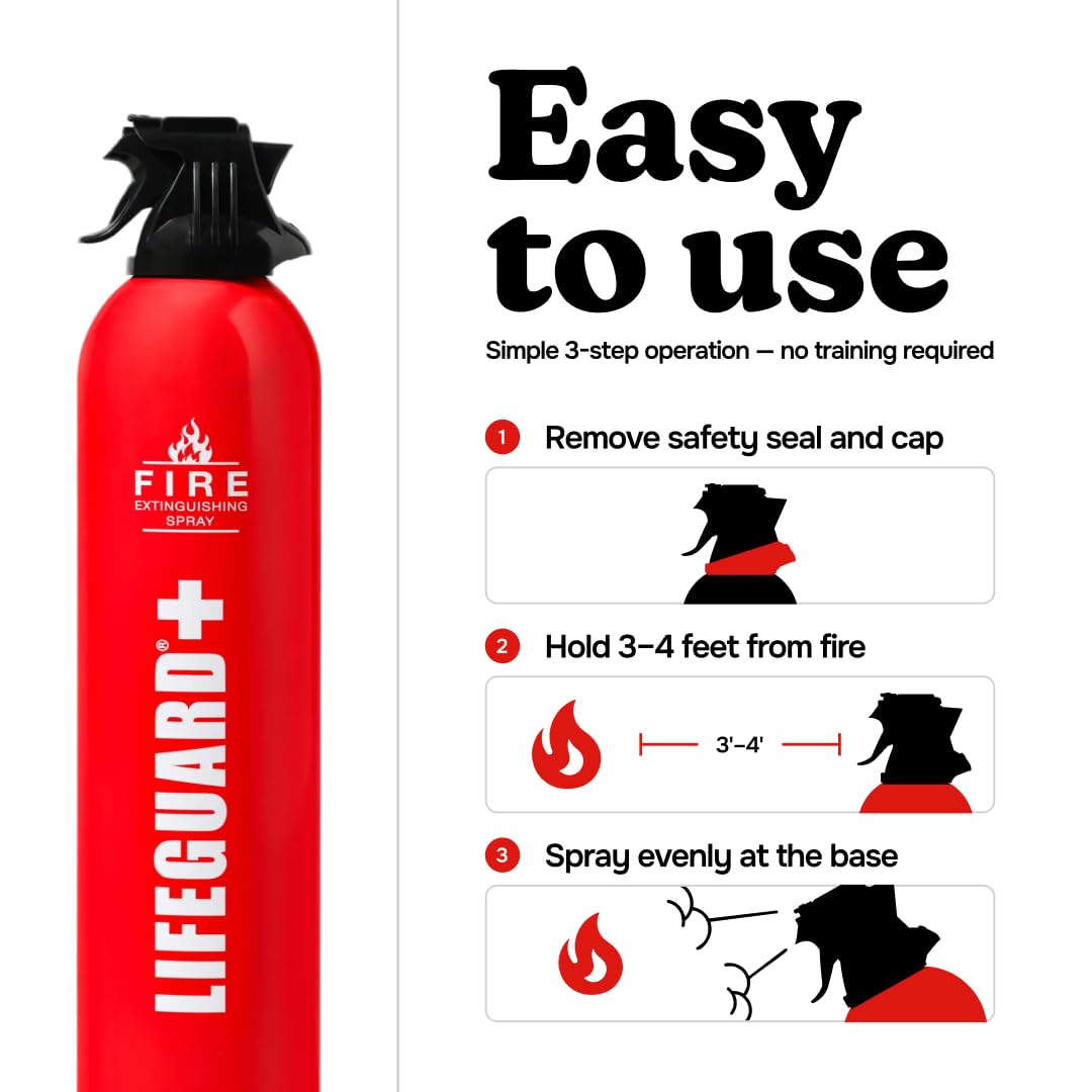 LIFEGUARD Aerosol Fire Extinguisher Spray - Non-Toxic, Eco-Friendly Fire Suppressant for Home, Kitchen, Car & Office, Compact, Easy-to-Use Design with 10-Year Shelf Life (Pack of 3) - Image 6