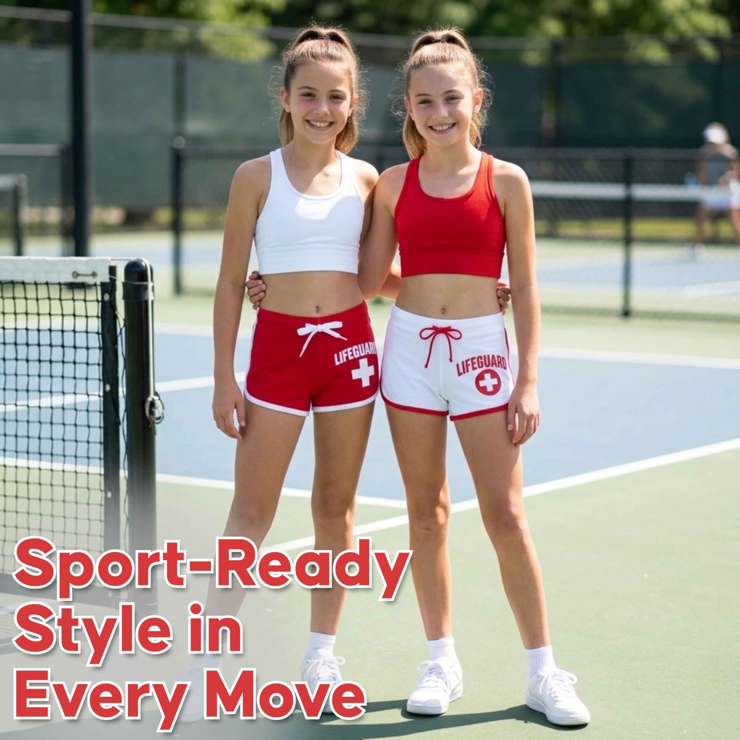 LIFEGUARD Girls Kids Officially Licensed Hi-Cut Short Red and White Soft Cotton Material - Image 4