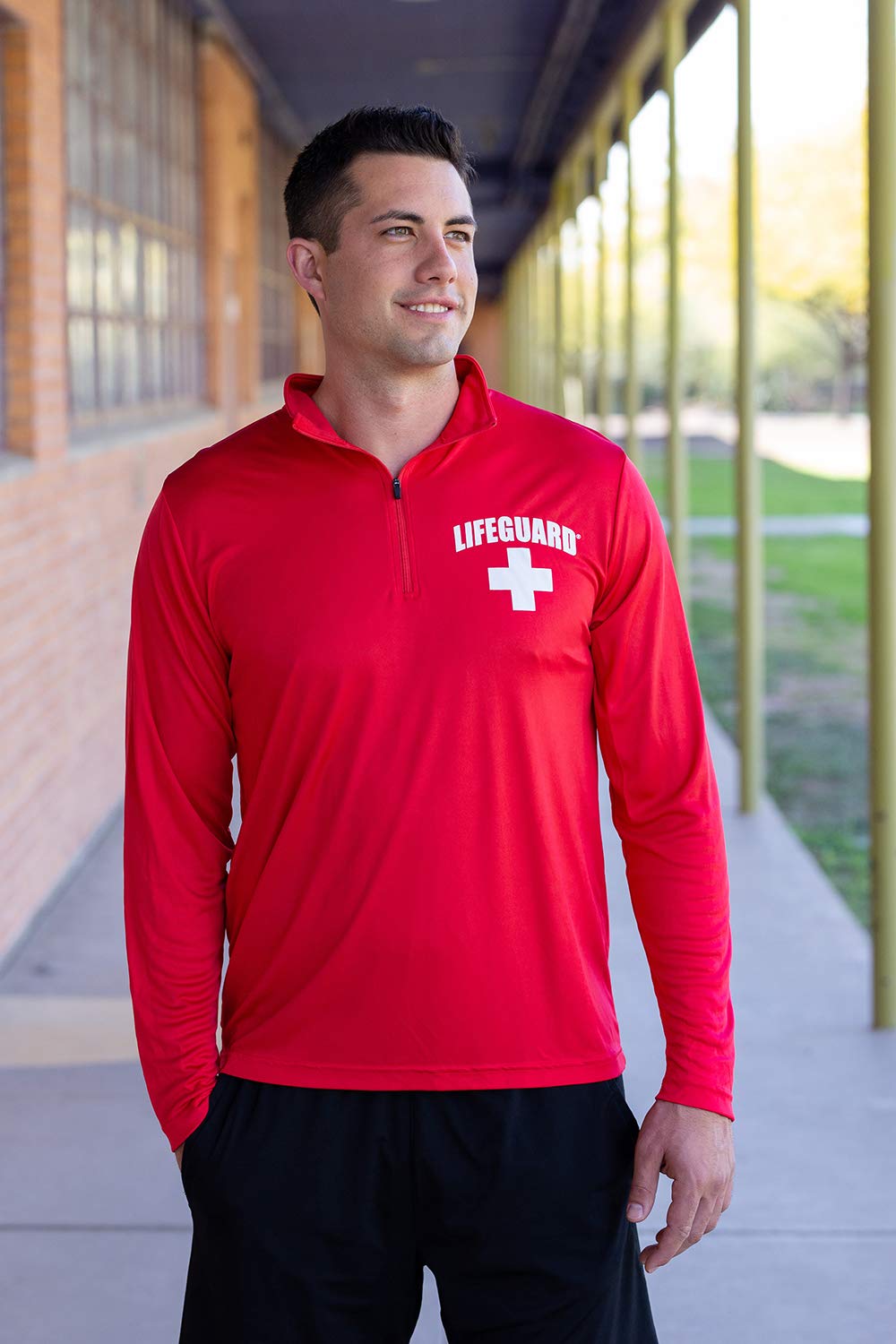 LIFEGUARD Officially Licensed Mens 1/4 Quarter Zip Active Performance Long Sleeve Shirt - Image 6