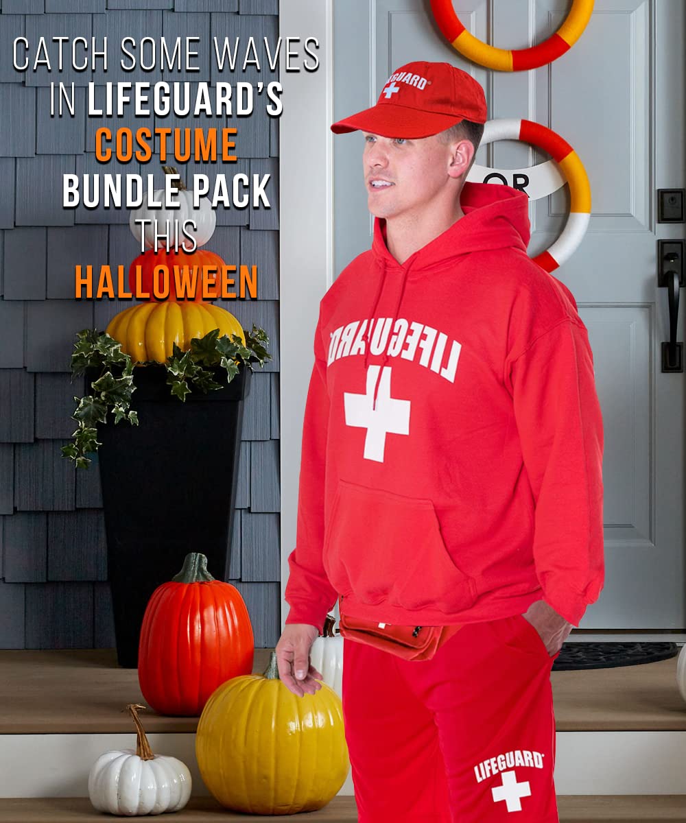 LIFEGUARD Officially Licensed Mens Halloween Costume Combo Pack Hoodie, Shorts, Hat, Fanny Pack - Image 2