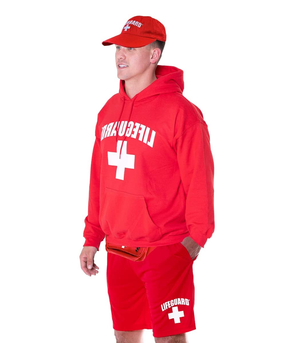 LIFEGUARD Officially Licensed Mens Halloween Costume Combo Pack Hoodie, Shorts, Hat, Fanny Pack - Image 3