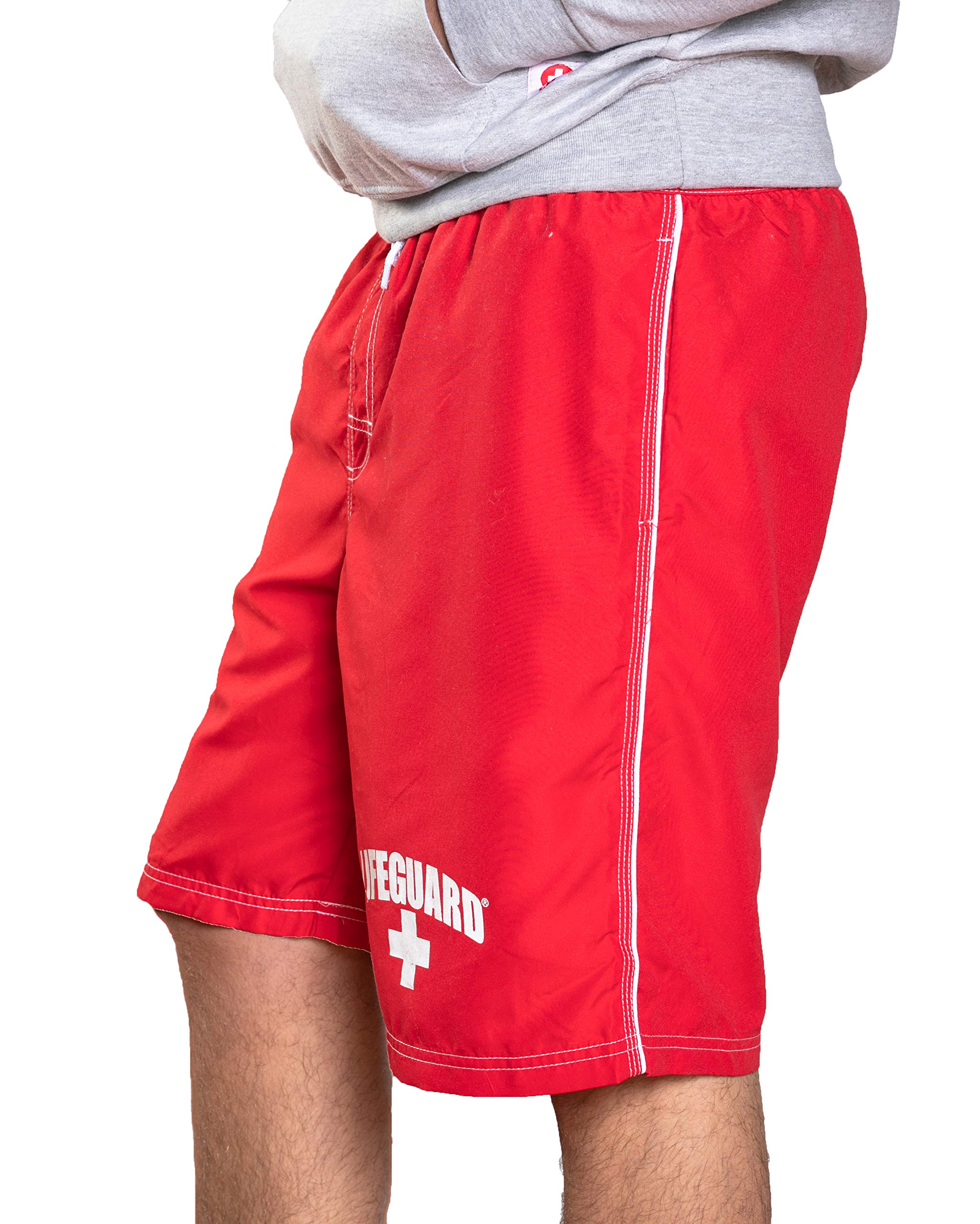 LIFEGUARD Officially Licensed Red Men's Board Shorts Swim Trunks with Side Pocket, Men and Boys, Great for Beach & Pool - Image 2