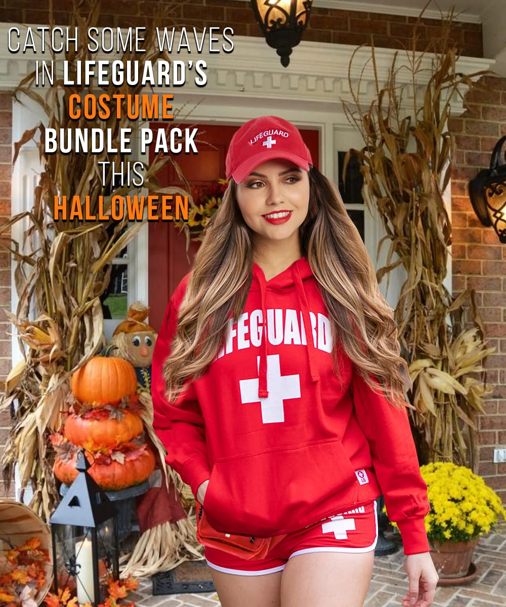 LIFEGUARD Officially Licensed Women Ladies Halloween Costume Bundle Pack Hat Shorts Hoodie Fanny Pack - Image 2